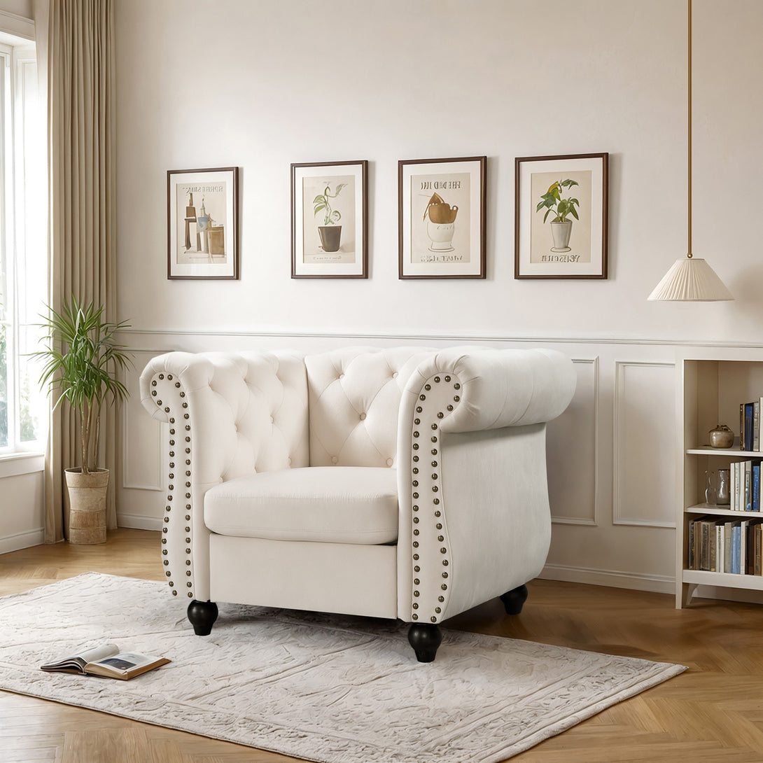 Emily Velvet  Occasional Chair - Ivory