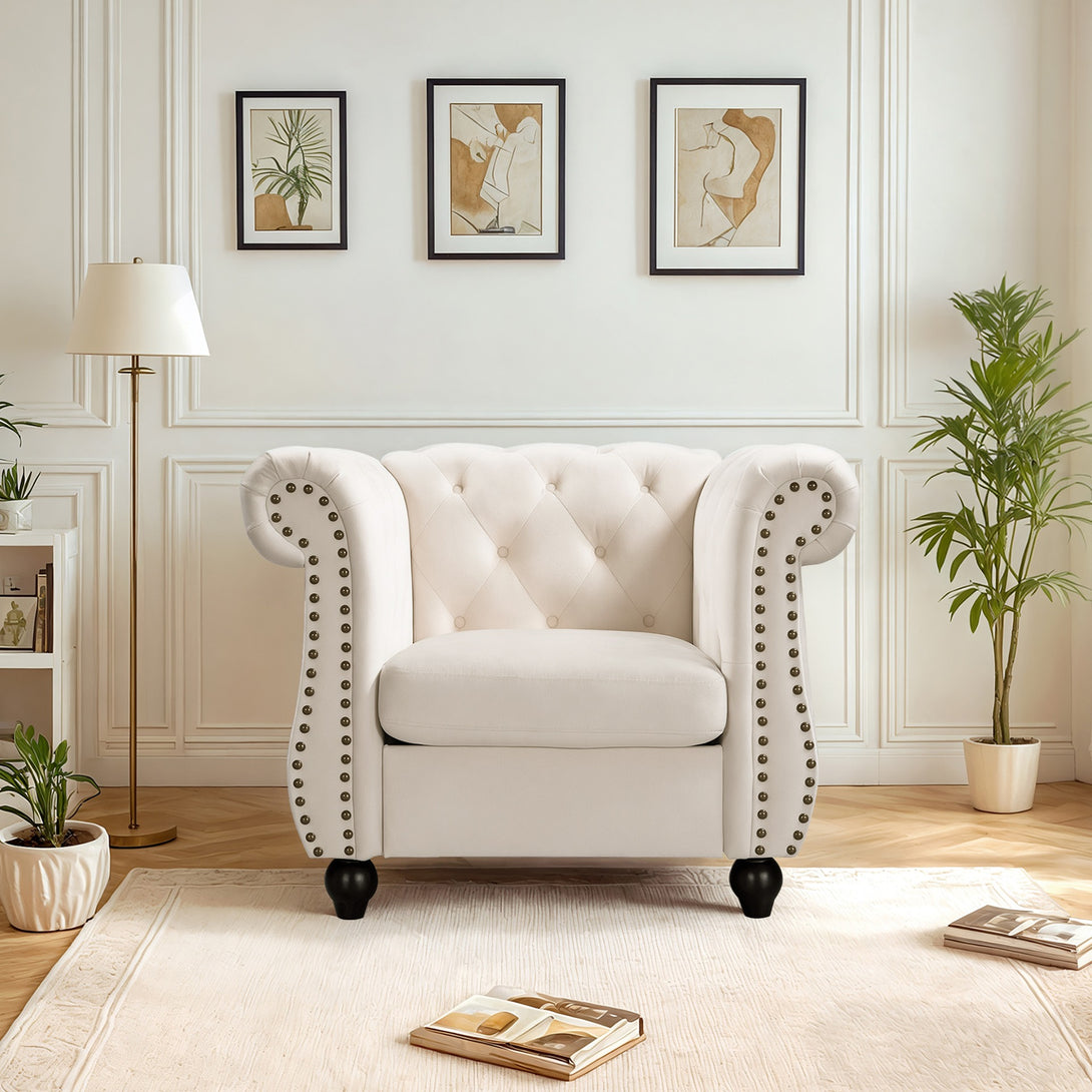 Emily Velvet  Occasional Chair - Ivory