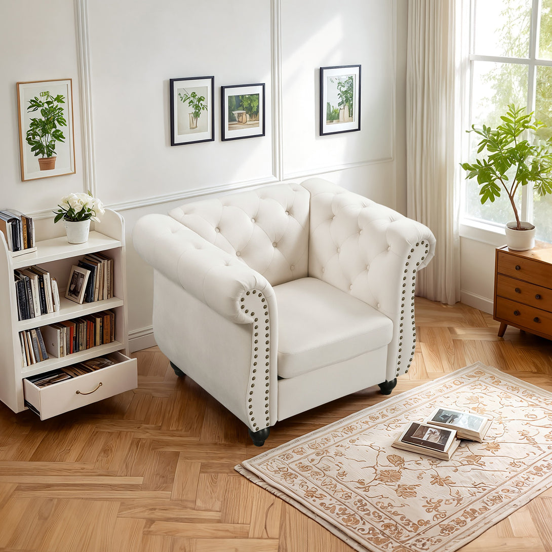 Emily Velvet  Occasional Chair - Ivory