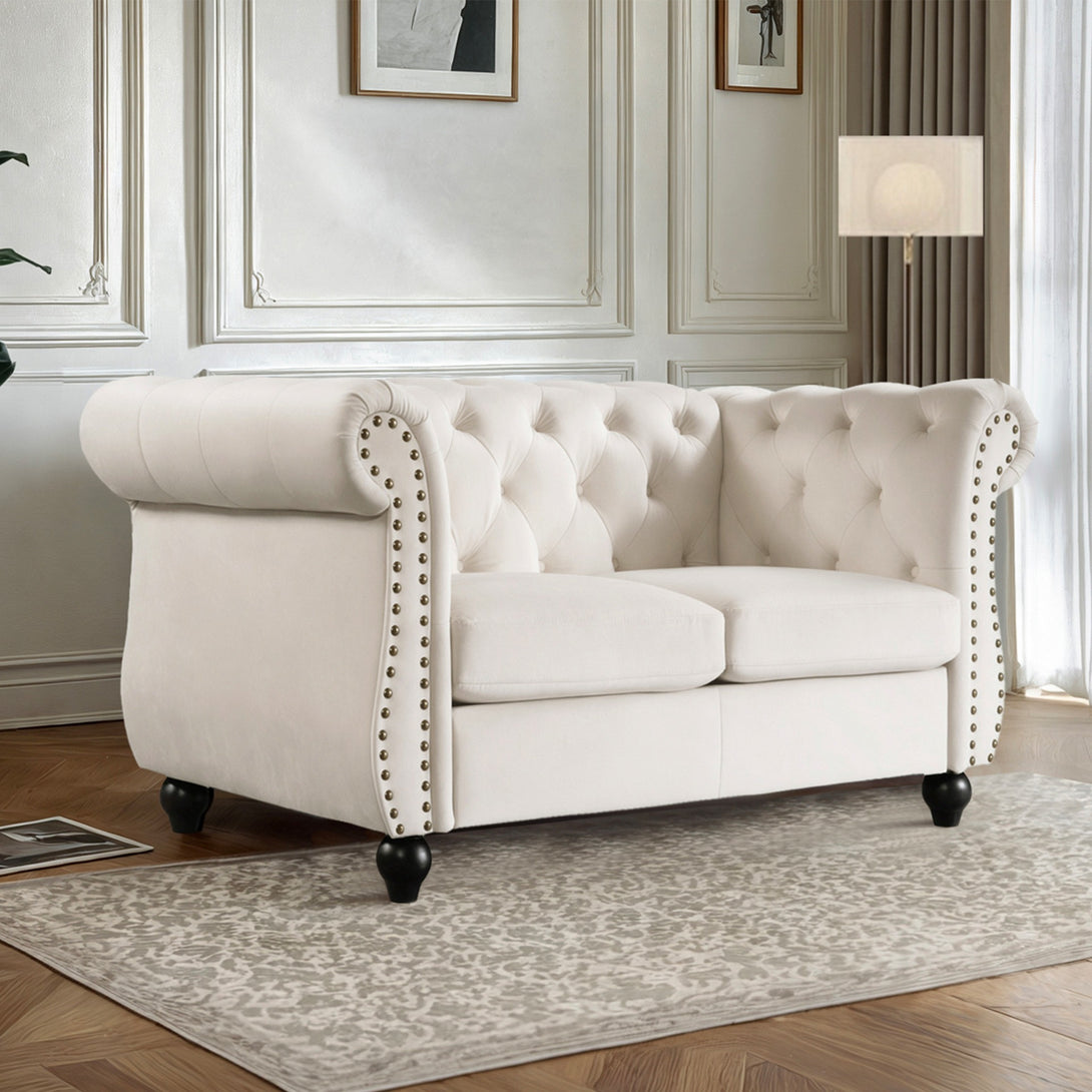 Emily Velvet 2 Seater Sofa - Ivory