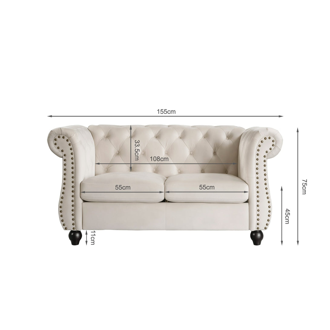 Emily Velvet 2 Seater Sofa - Ivory