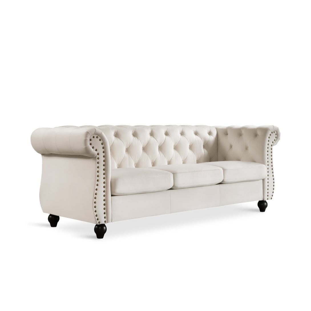 Emily Velvet 3 Seater Sofa - Ivory