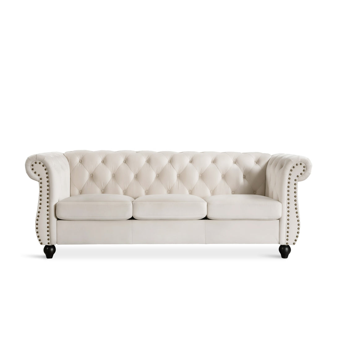 Emily Velvet 3 Seater Sofa - Ivory
