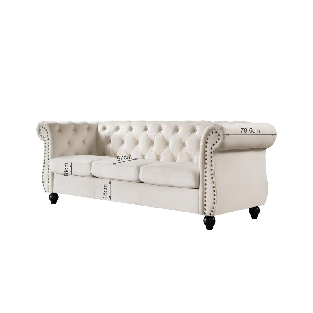 Emily Velvet 3 Seater Sofa - Ivory