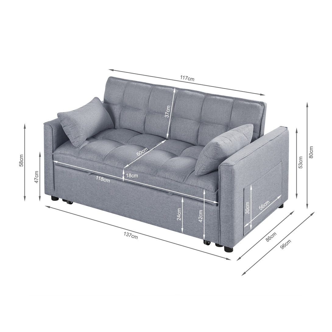 Vida 2 Seater Sofa Bed - Grey