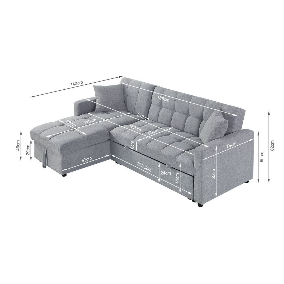 Oakleigh 3 Seater Sofa Bed with Storage - Grey