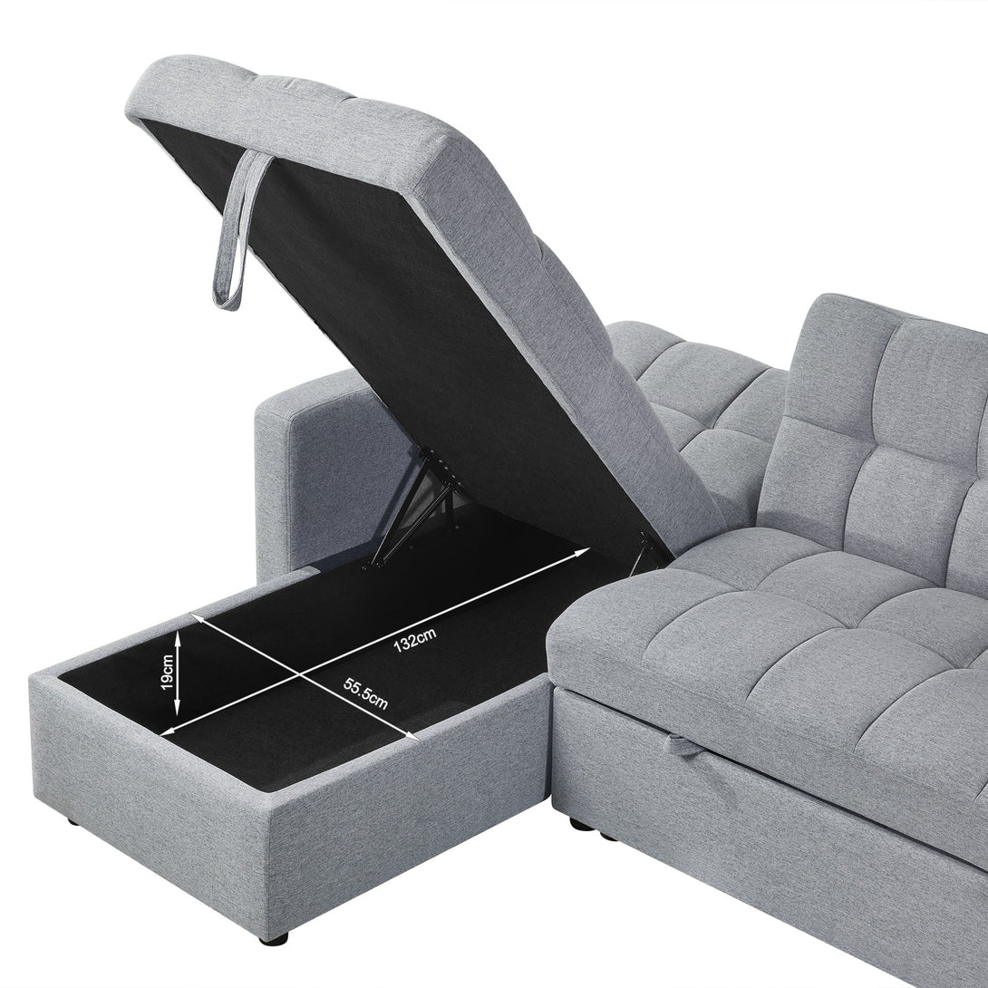 Oakleigh 3 Seater Sofa Bed with Storage - Grey