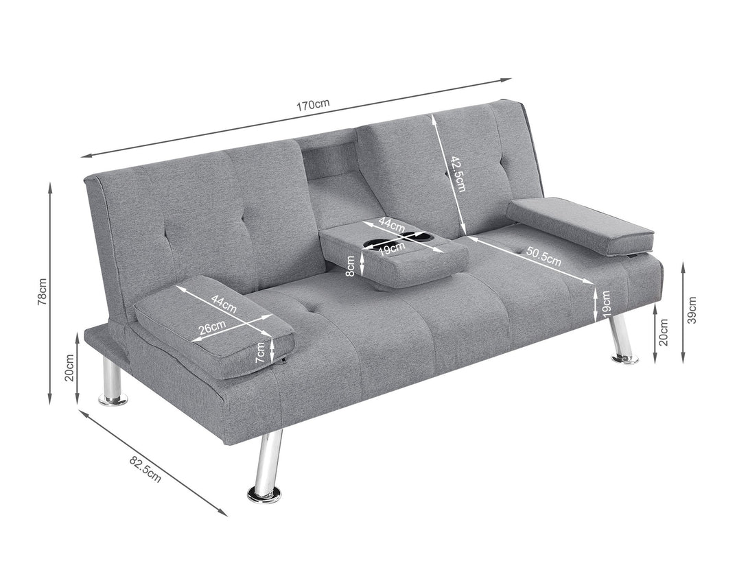 Arleth 3 Seater Sofa Bed - Light Grey