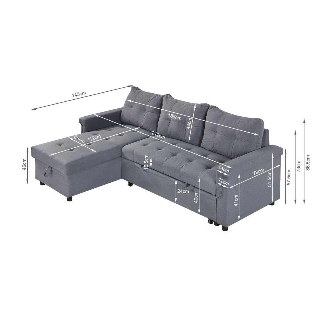 Murphy 3 Seater Sofa Bed with Storage - Dark Grey