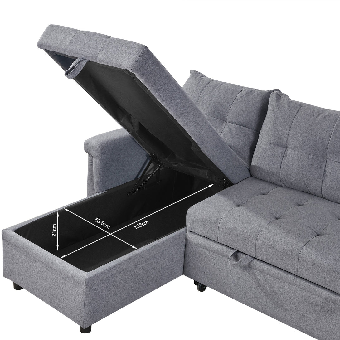 Murphy 3 Seater Sofa Bed with Storage - Dark Grey