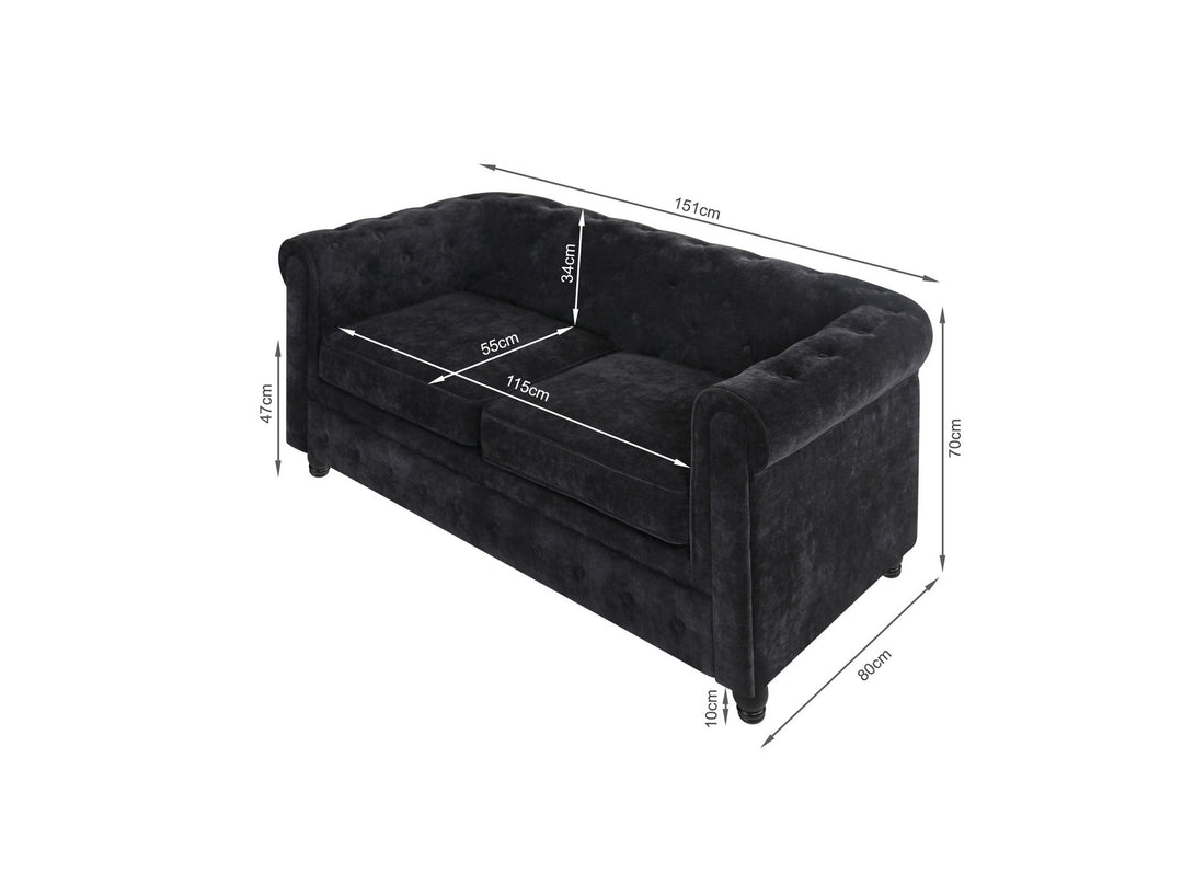 Aviana 2 Seater Sofa - Black