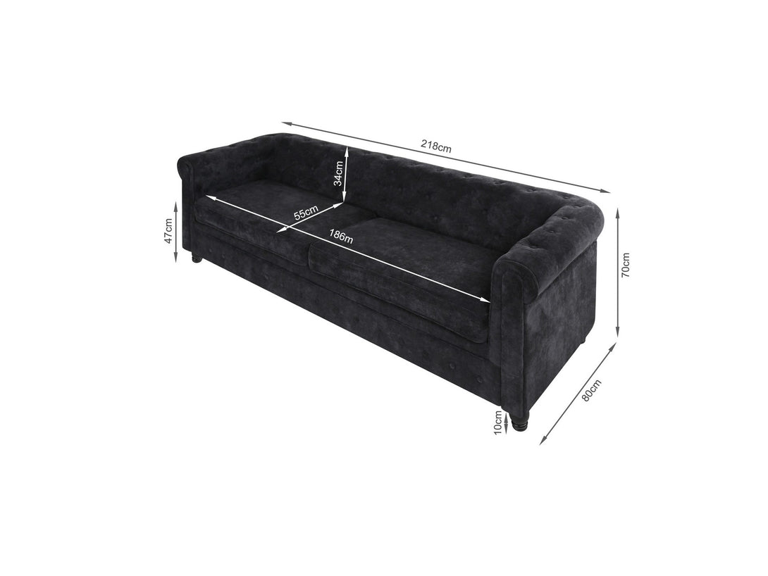Aviana 3 Seater Sofa - Black