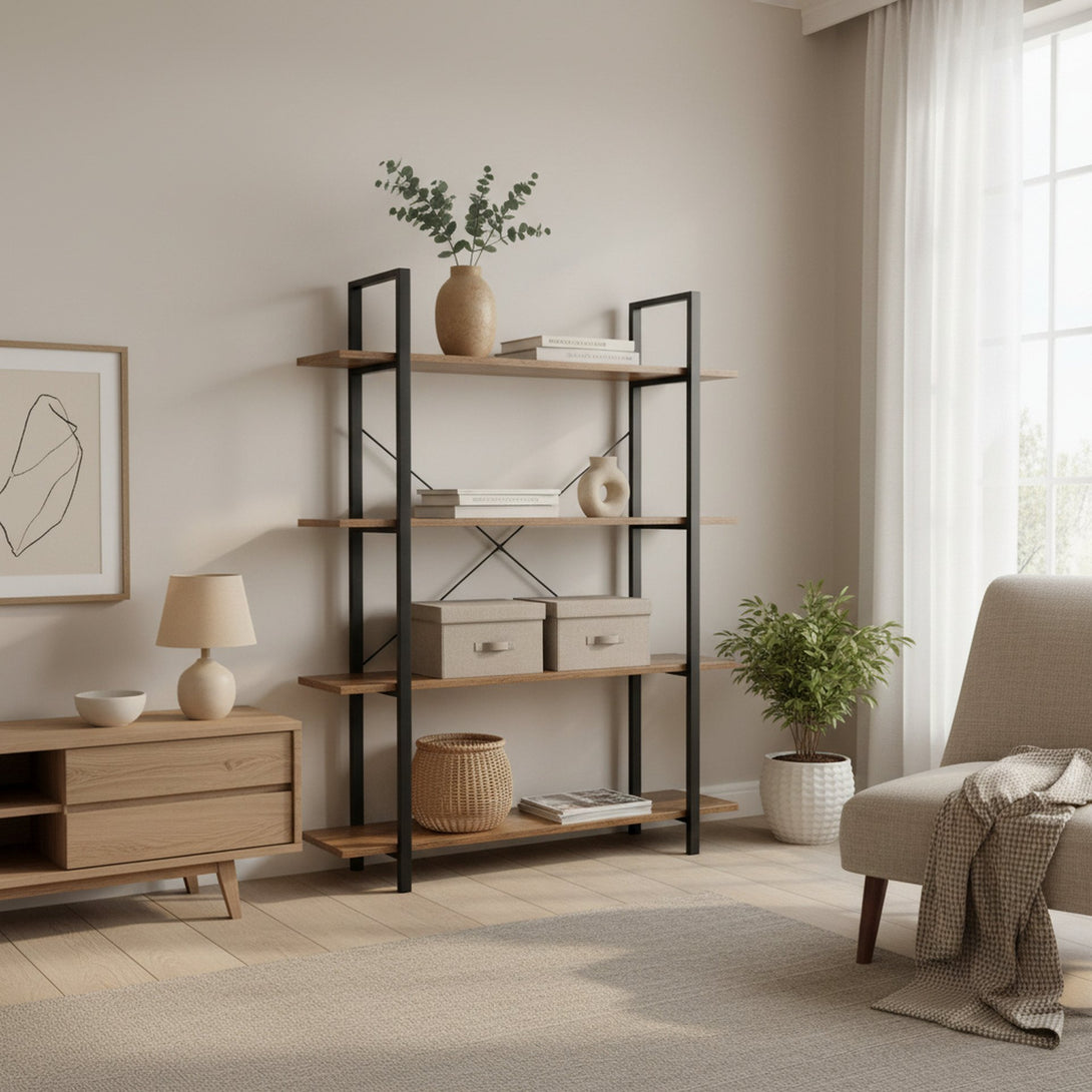 Forge 4-Tier Bookshelf - Rustic Brown