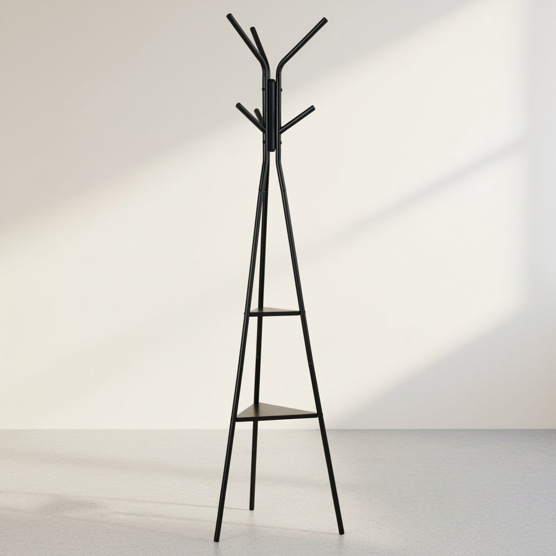 Aero Coat Rack with Storage Shelves - Black