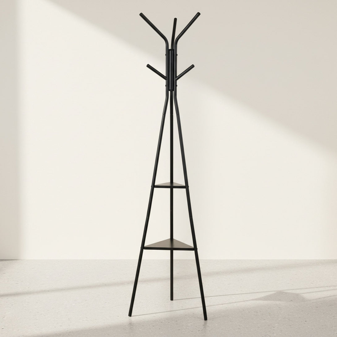 Aero Coat Rack with Storage Shelves - Black