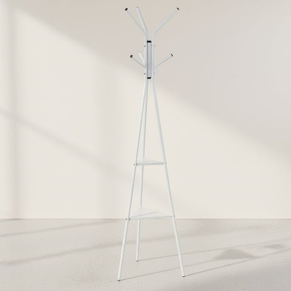 Aero Coat Rack with Storage Shelves - White