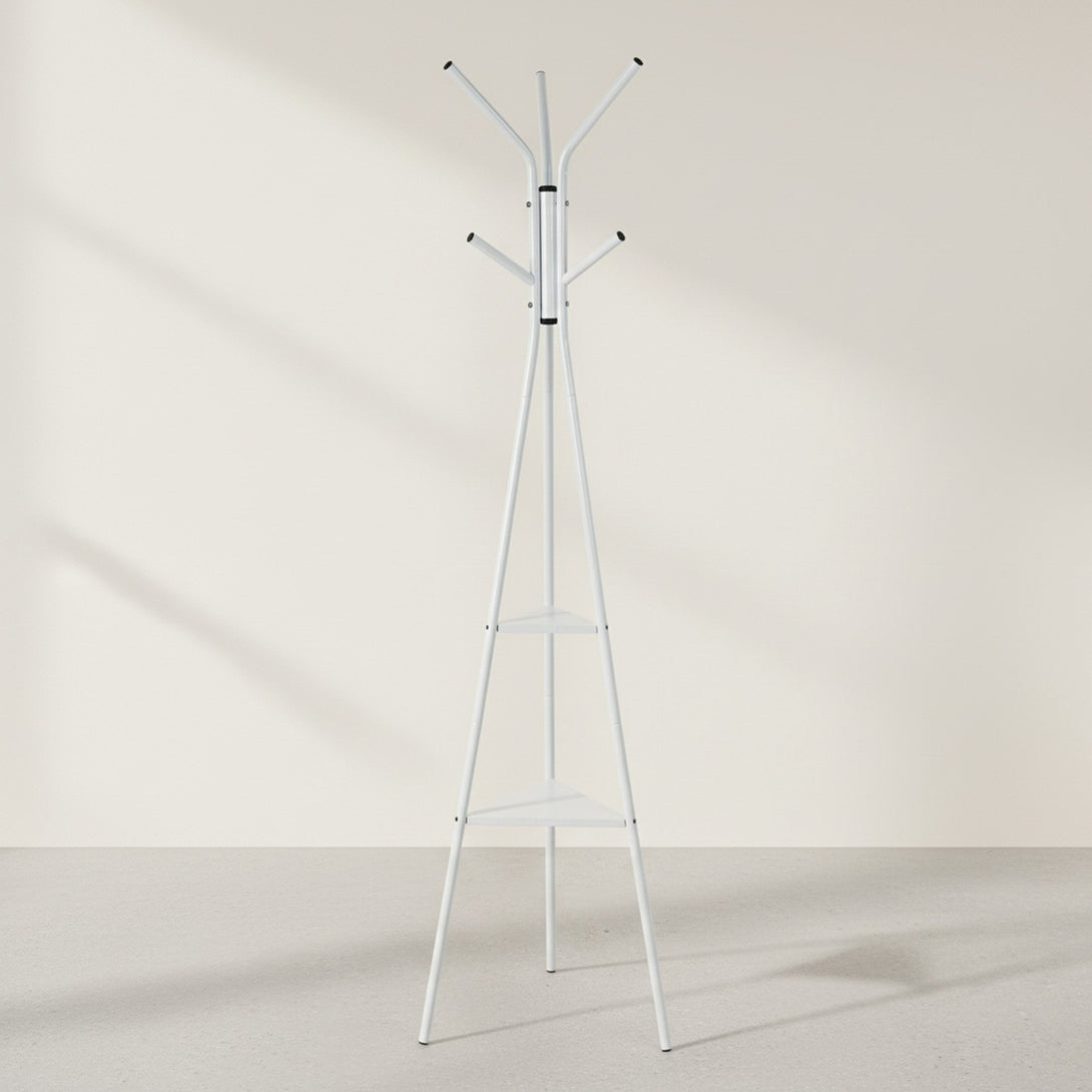 Aero Coat Rack with Storage Shelves - White