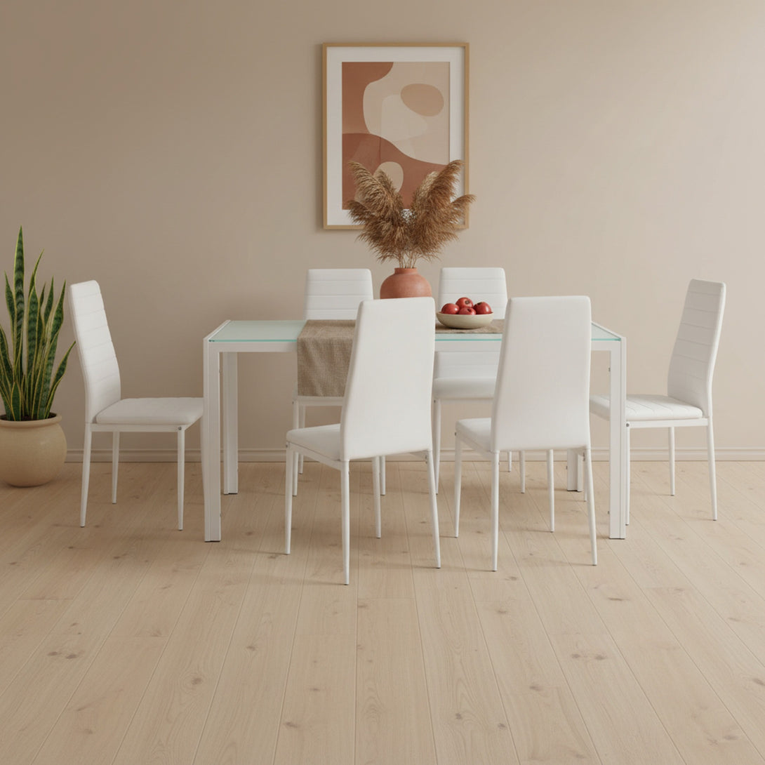 Samuel 7 Piece 1.6m Dining Set - White