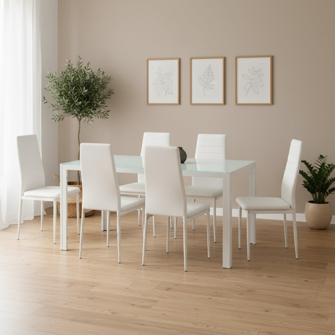 Samuel 7 Piece 1.6m Dining Set - White