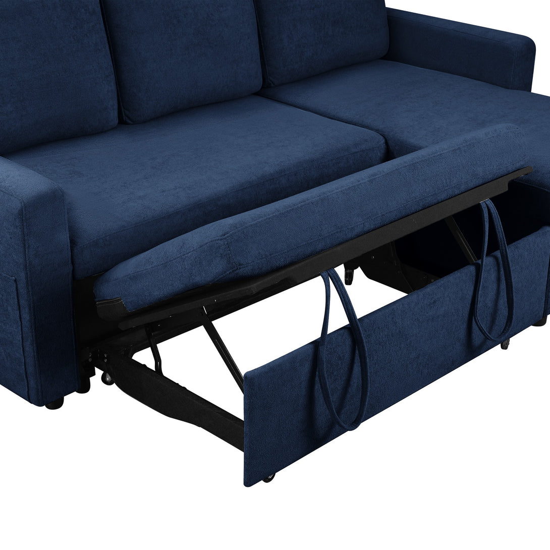 Amy 3 Seater Sofa Bed with Storage - Blue