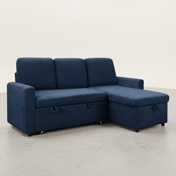 Amy 3 Seater Sofa Bed with Storage - Blue