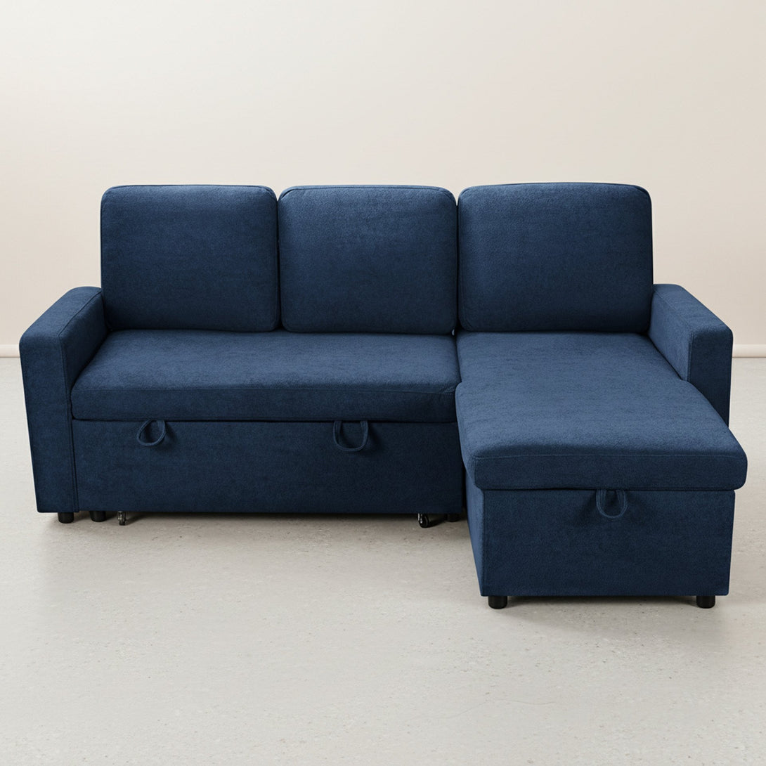 Amy 3 Seater Sofa Bed with Storage - Blue