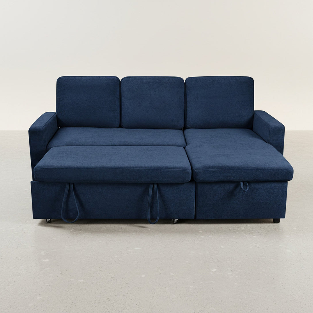 Amy 3 Seater Sofa Bed with Storage - Blue