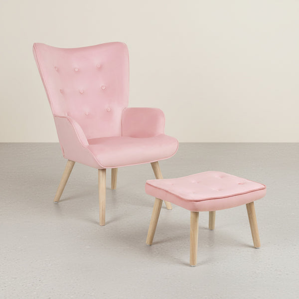 Olivia Armchair with Ottoman - Pink