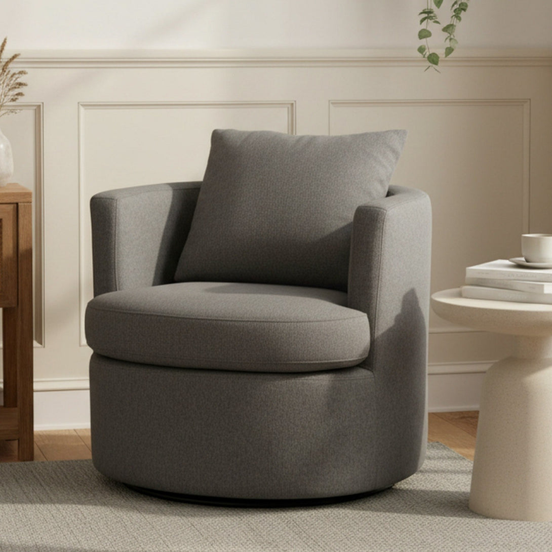 Luva Linen Swivel Sofa Chair - Dark Grey