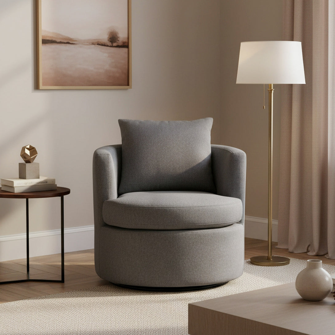 Luva Linen Swivel Sofa Chair - Dark Grey