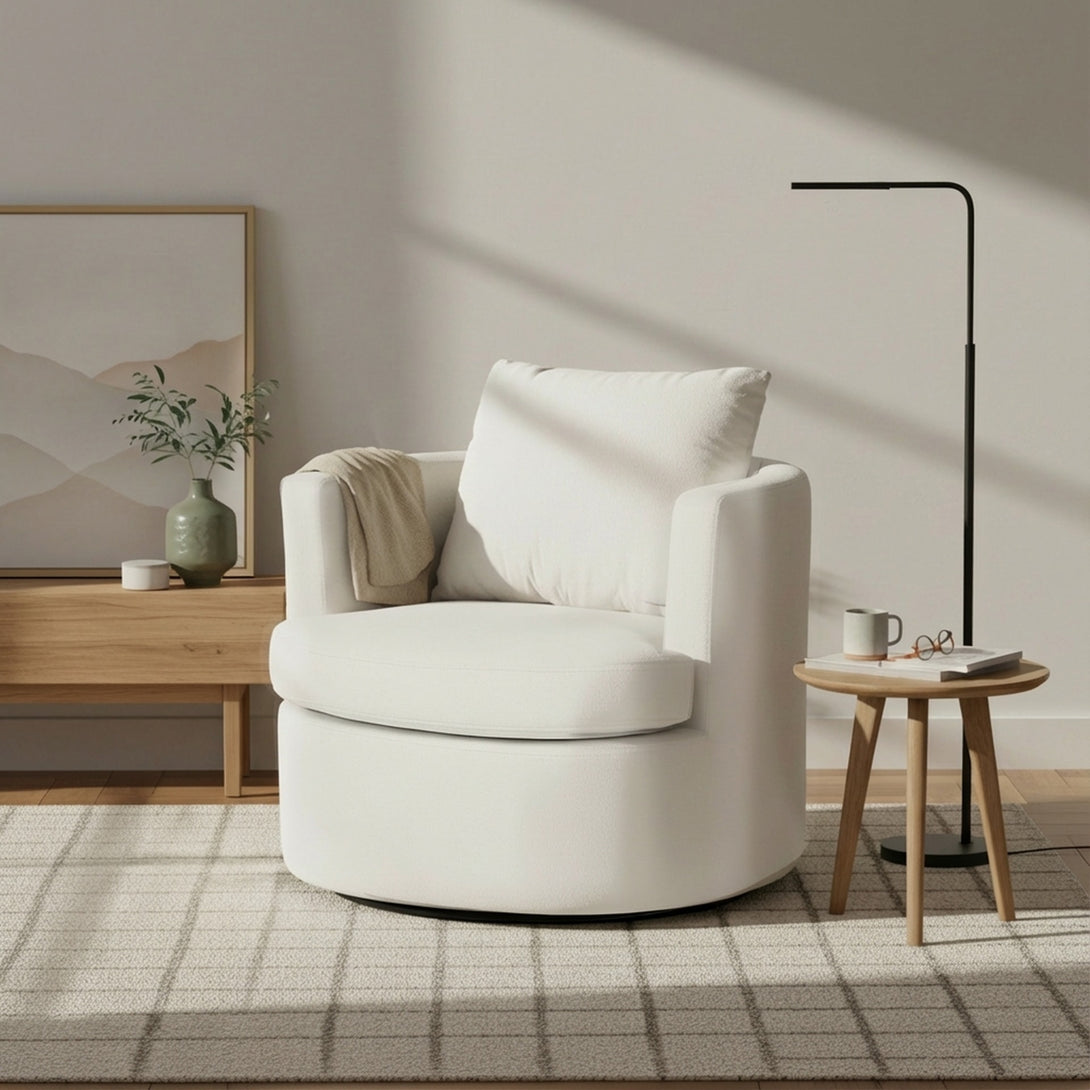 Luva Velvet Swivel Sofa Chair - Cream