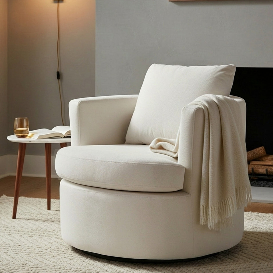 Luva Velvet Swivel Sofa Chair - Cream