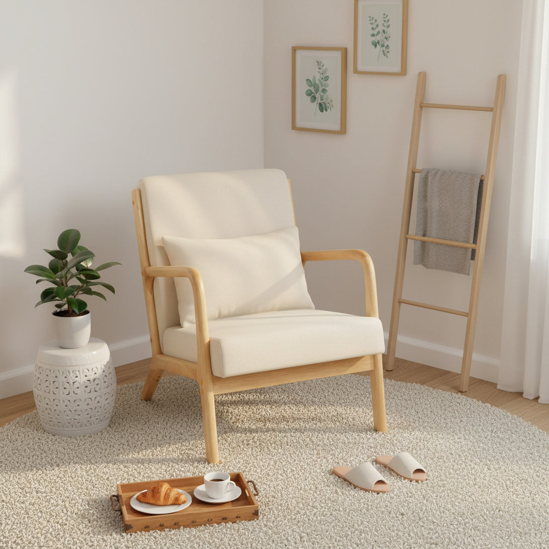 Taru Velvet Armchair - Beige