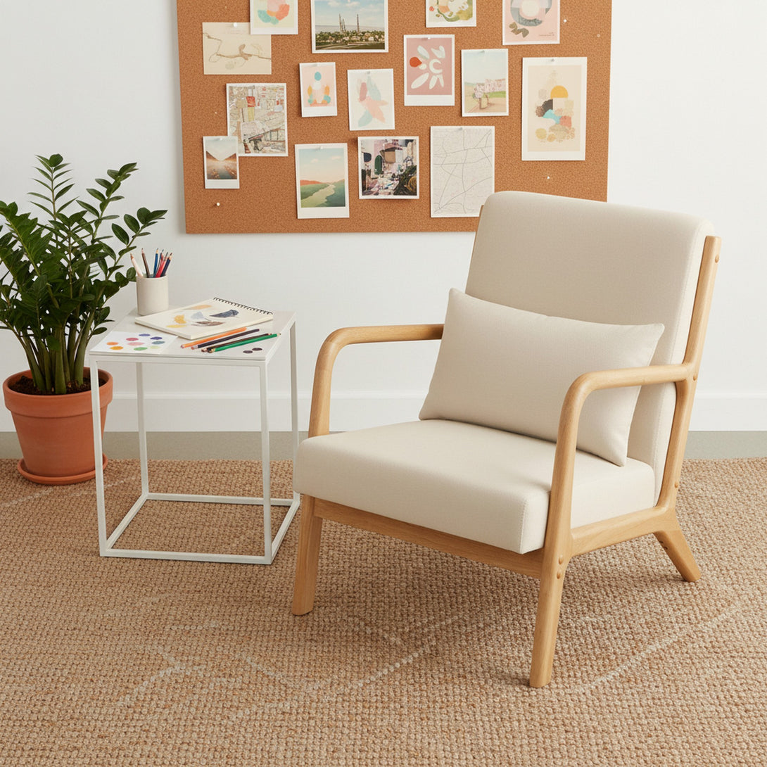 Taru Velvet Armchair - Beige
