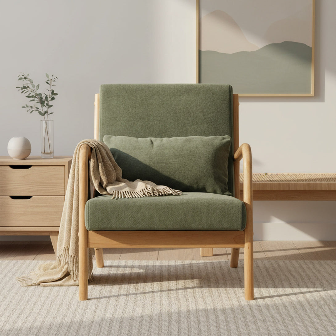 Taru Linen Armchair - Dark Green