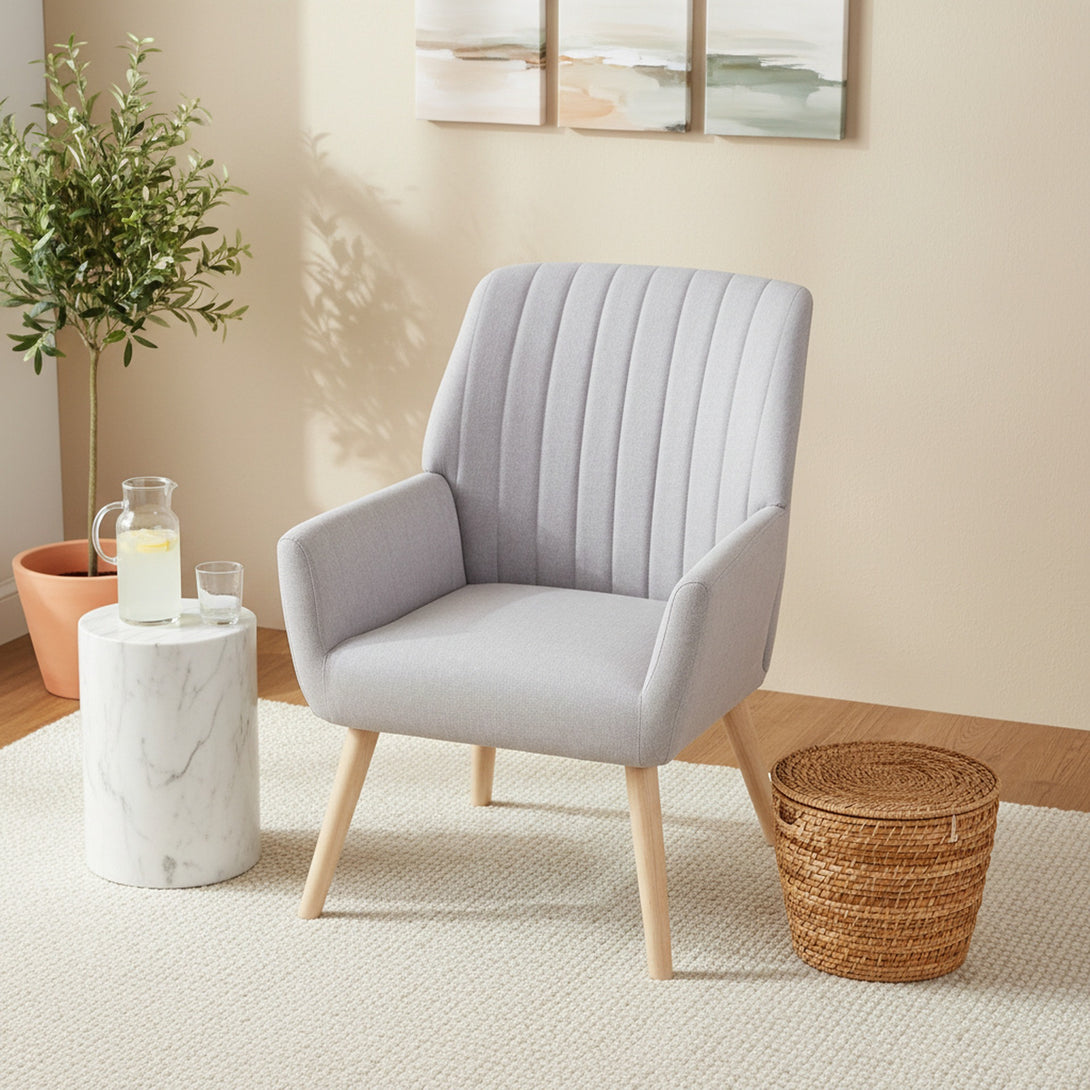 Niva Linen Armchair - Light Grey