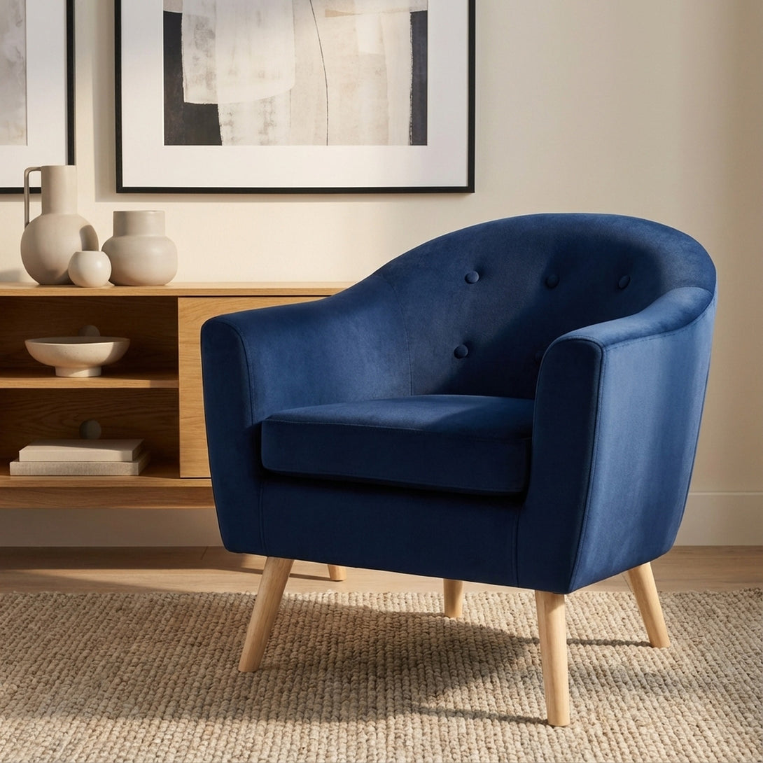 Millo Velvet Armchair - Dark Blue