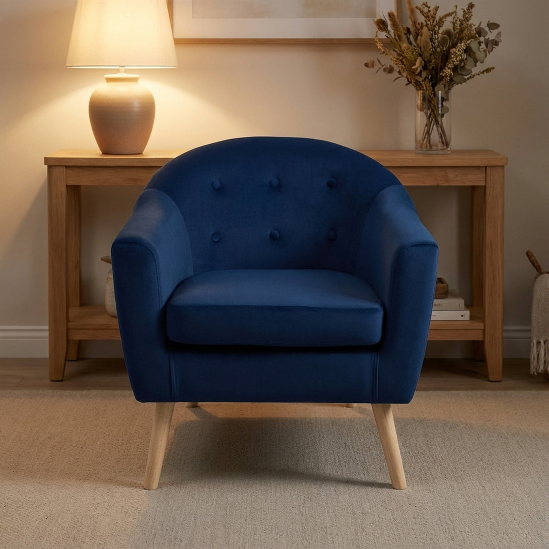Millo Velvet Armchair - Dark Blue