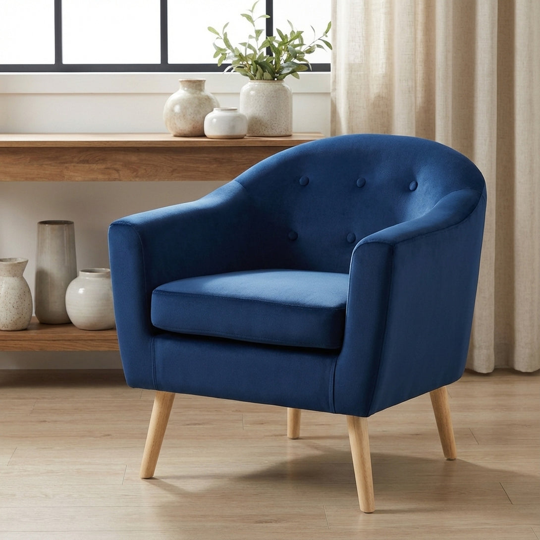 Millo Velvet Armchair - Dark Blue