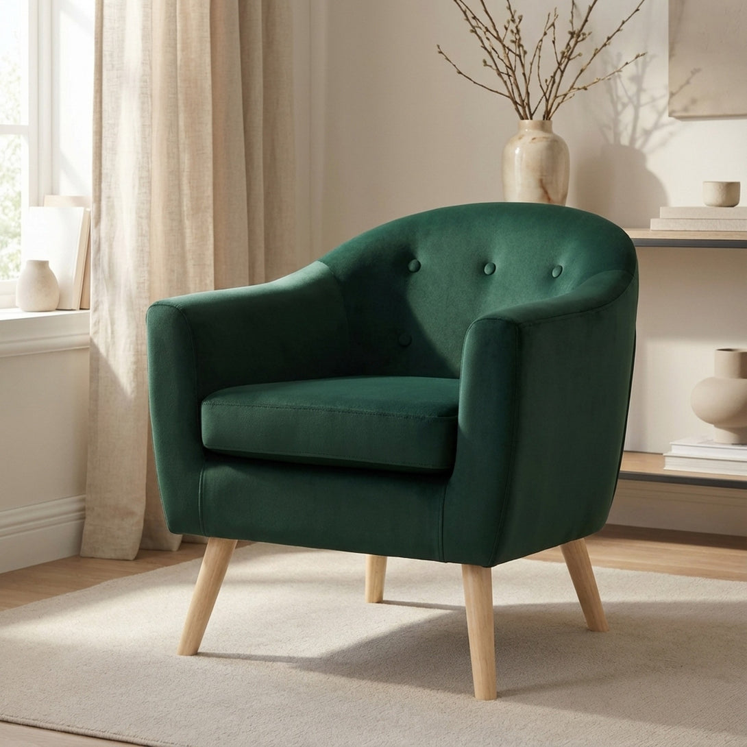 Millo Velvet Armchair - Dark Green