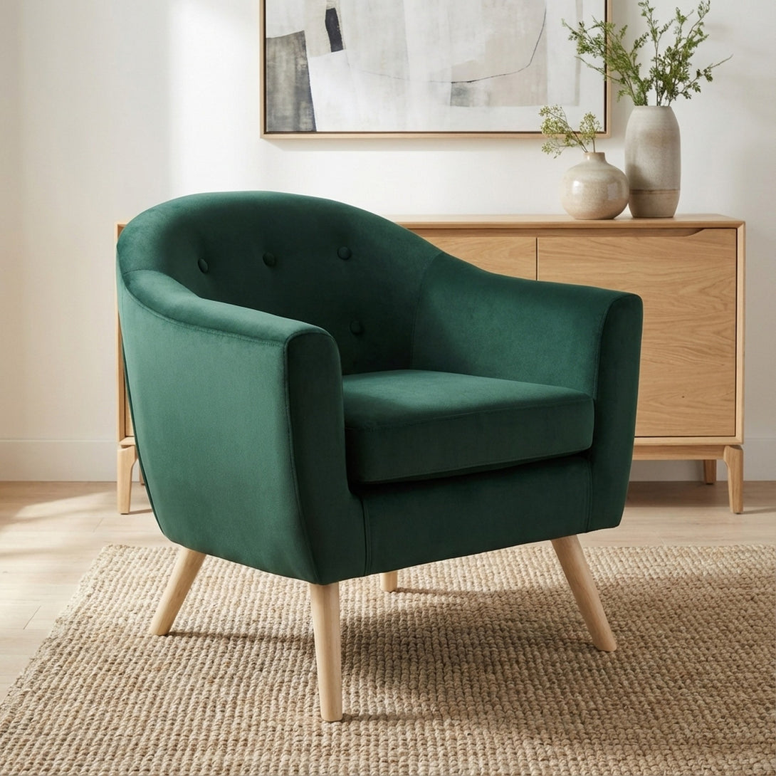 Millo Velvet Armchair - Dark Green