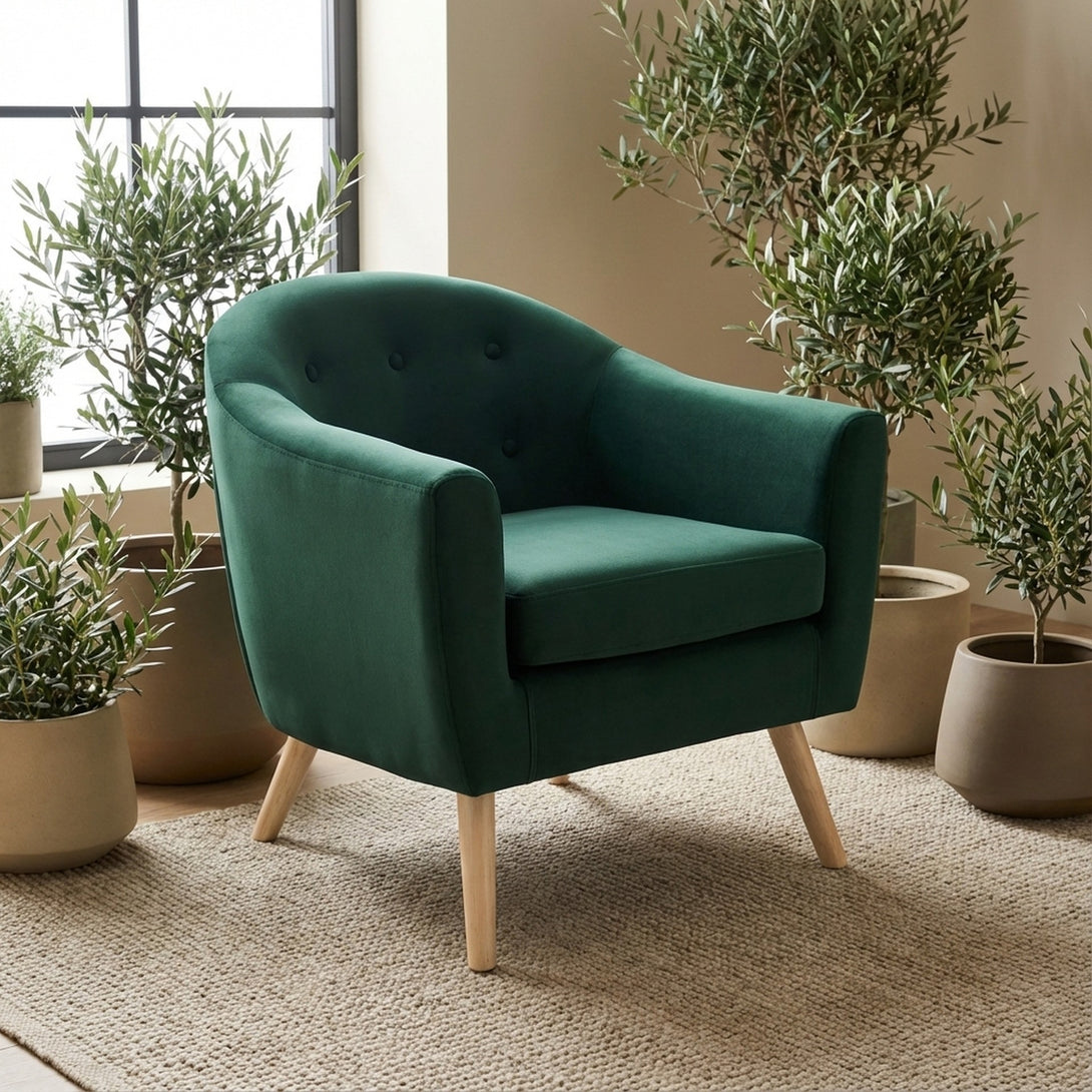Millo Velvet Armchair - Dark Green