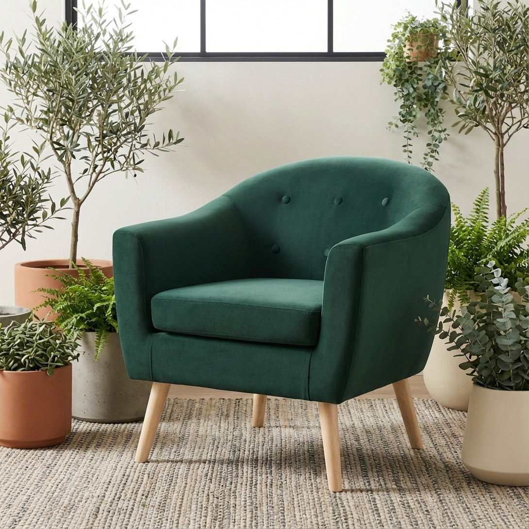 Millo Velvet Armchair - Dark Green