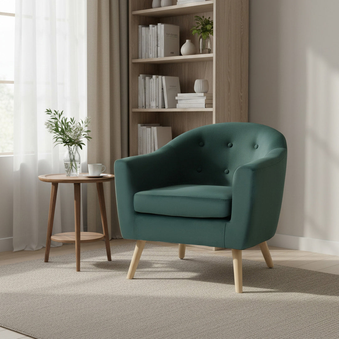 Millo Velvet Armchair - Dark Green