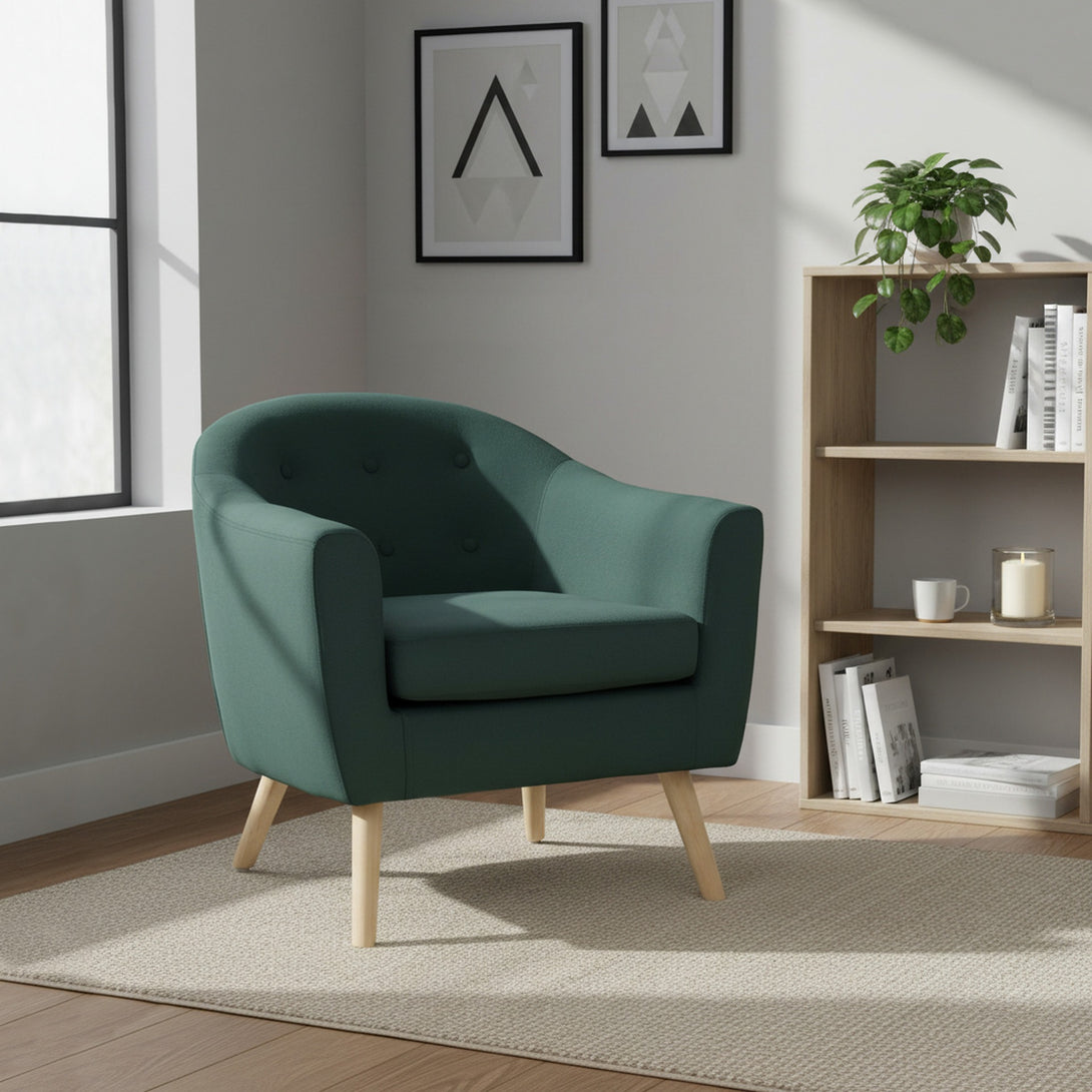 Millo Velvet Armchair - Dark Green