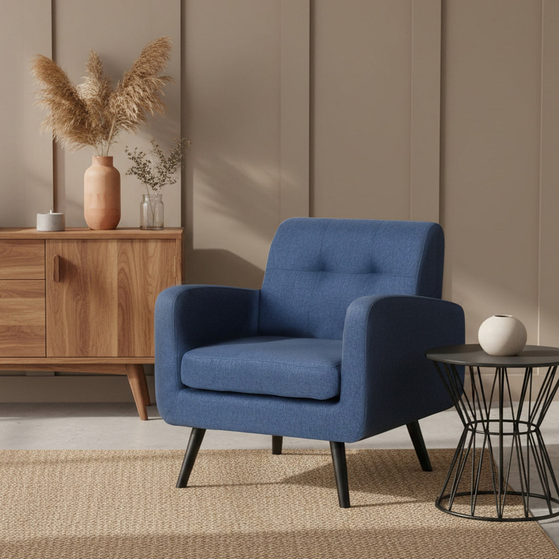Tulo Linen Armchair - Dark Blue