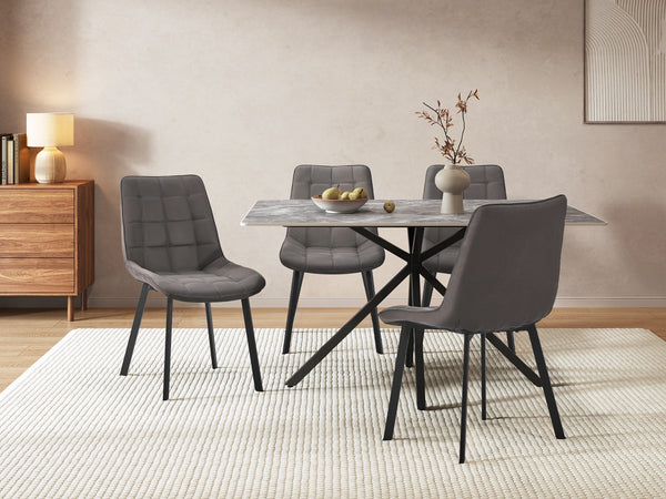 Nellie Dining Chair - Set of 4 - Dark Grey + Black