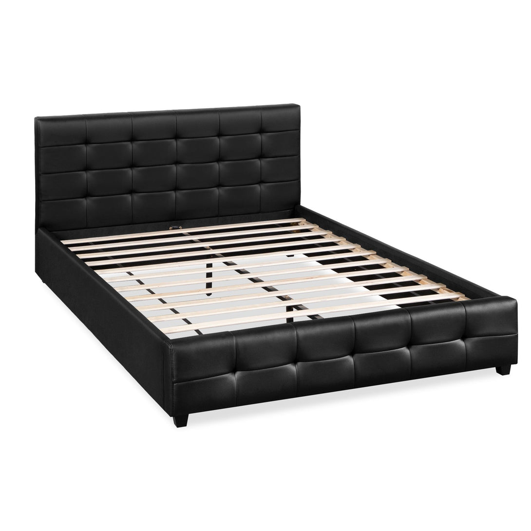 Augusta PU Slat Bed - Queen - Black