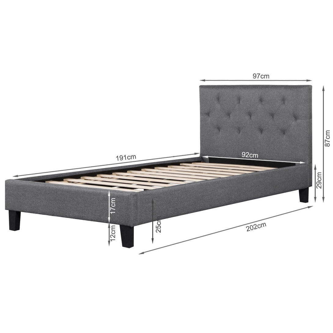 Blane Single Bed - Elegant Dark Grey Design