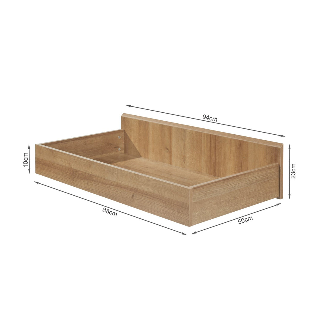 Harris Double Wooden Bed Frame with Storage - Oak